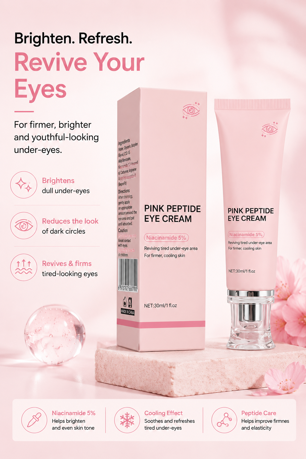 Pink Peptide Hydrating Moisturizing And Nourishing Eye Cream